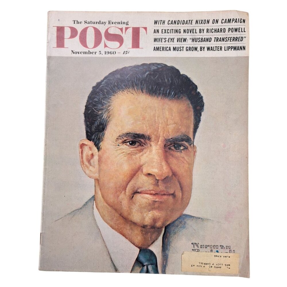 Vintage Saturday Evening Post Magazine November 5 1960 Richard Nixon Rockwell